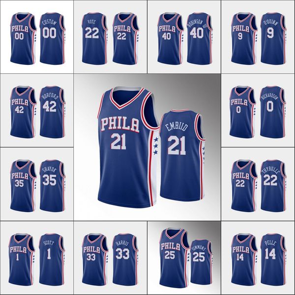 

филадельфия 76ers мужчины эмбиид бен симмонс хэррис хорфорд о'куин nba синего пользовательская иконка-джерси, Black