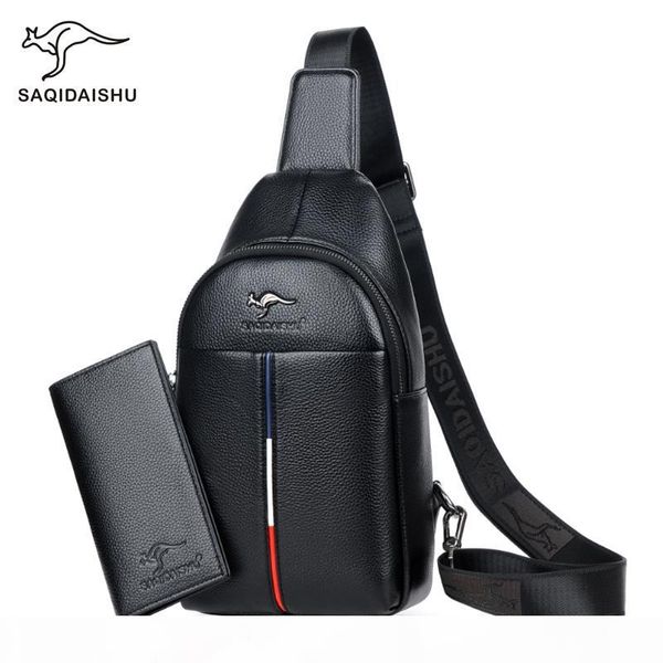 

2019 leather chest bag crossbody men business casual boy man trip dress fashion bags black brown s6085-33