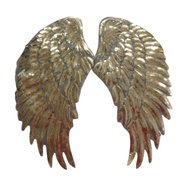 

1pair decor applique motif angel wings sequins iron-on embroidered patch