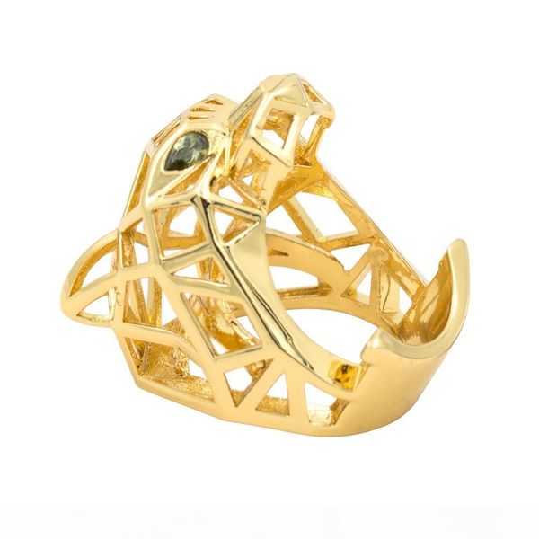 

green eyes leopard panther cocktail ring for men women crystals jewelry accessories ria003 j190716, Slivery;golden