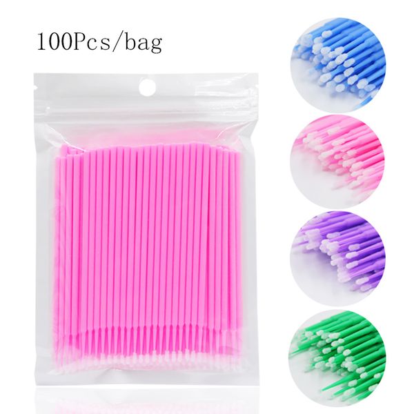 

false eyelashes 100pcs disposable eyelash brushes swab microbrushes extension tools individual removing applicators