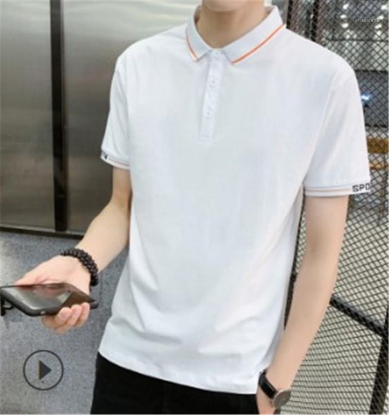

regular tees short sleeve solid color mens casual mens designer striped polos turn down collar, White;black