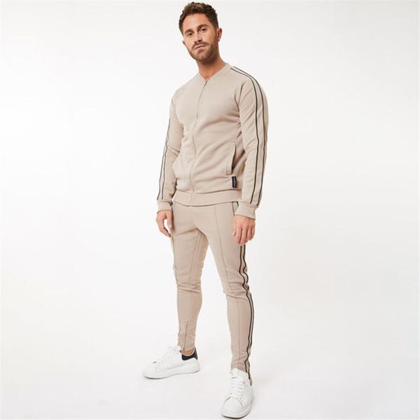 

fashion slim cardigan coat casual mens long sleeves active suits designer mens tracksuits, Gray