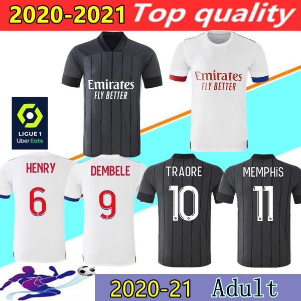 

2020 2021 olympique lyonnais soccer jerseys memphis traore fekir football shirt 20 21 ol lyon aouar maillot de foot football shirts ligue 1, Black;yellow