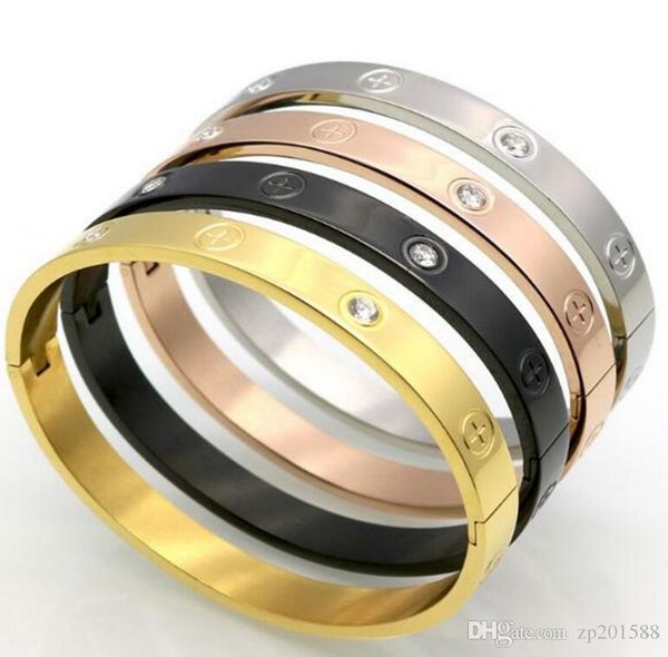

pulseira titanium buckle bracelets&bangle for women men crystal cuff bracelet wedding couple love jewelry bijoux friendship gift, Black