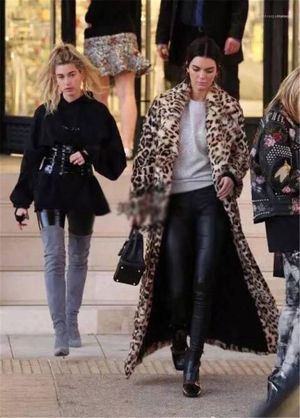 

2020 warm outwear long style casual women clothing womens winter outwear leopard printed lapel neck cardigan coats, Black