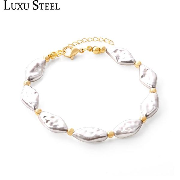 

luxusteel delicate jewelry women's bracelets stainless steel geometry beaded bracelets bangles lobster clasp jewelry party, Black