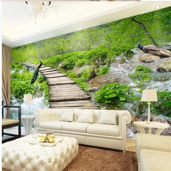Floresta trilha paisagem papéis de parede 3d tv fundo parede murais 3d papel de parede para sala de estar