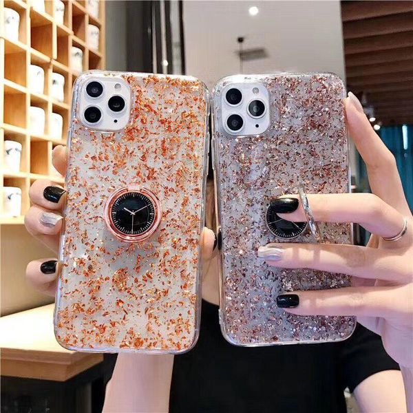 

cgjxscgjxs50pcs luxury style clock stand transparent tpu shining piece phone case for iphone 11promax 6 6s 7 8plus cover for iphonexr x xs