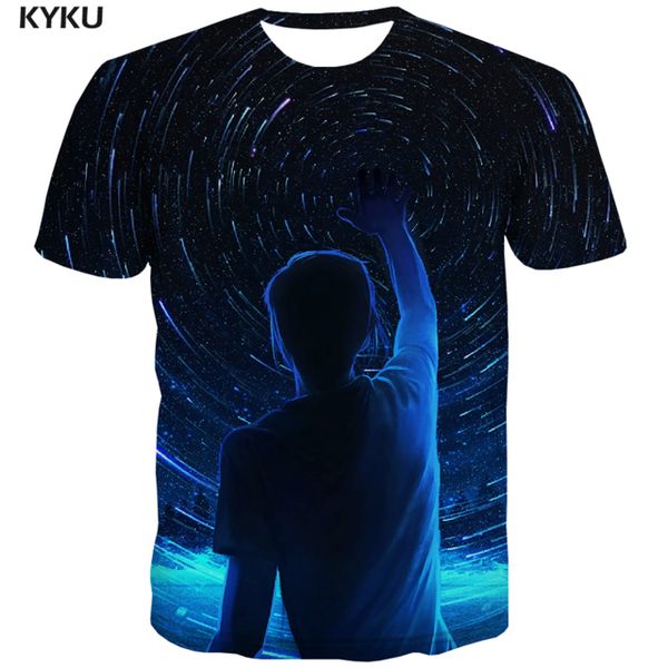 

galaxy space print universe nebula blue anime 3d print shirts plus size humor humor men clothing