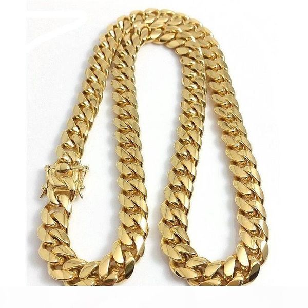

отполированный майами кубинский ссылка ожерелья мужчины панк 14мм снаряженная цепи 18k позолоченный из нержавеющей стали толщиной ожерелье ю, Silver