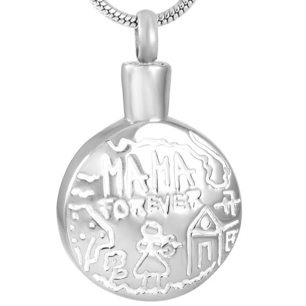 

z18 silver mama forever love round stainless steel cremation urn jewellry from ashes keepsake memorial pendant jewelry - engravab