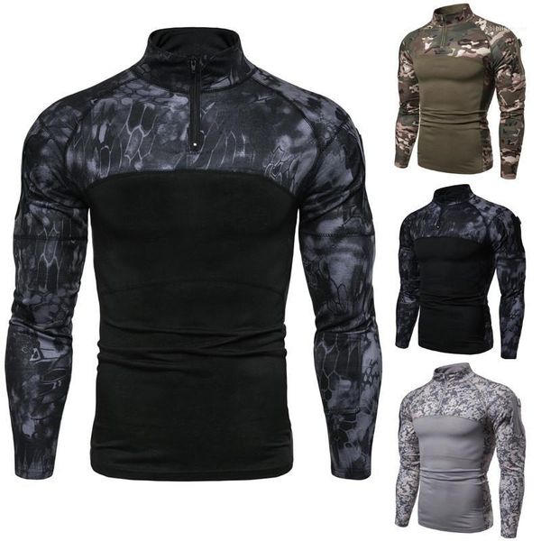 

2020ss sportwear mens new designer camouflage fitness tshirts long sleeve stand collar fashion casual apparel man, White;black