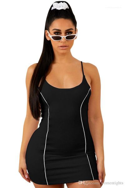 

strip solid color dress skirt nightclub low cut fashion apparel summer womens v neck dress sports, Black;gray