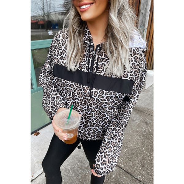 

Womens Casual Autumn Hoodies Girls Fashion Leopard Print Sweatshirts 2020 Trendy Zip V-neck Long Sleeve Hoodie Hip Hop Style Tops Best Sale