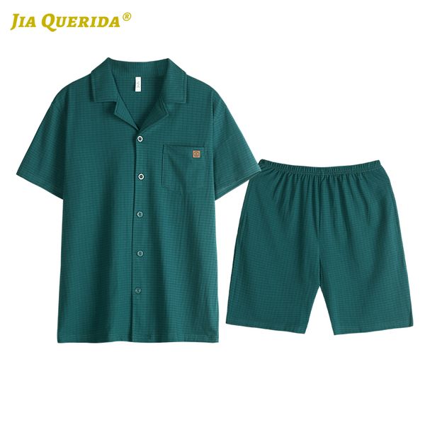 

short pants pajamas man clothes fashion style casual style pjs short sleeve turn down collar green solid loungewear man summer, Black;brown