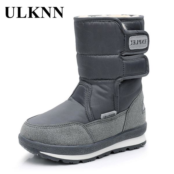 

ulknn kid' thick cylinder boots heat resistance cotton-padded shoes pupil winter plus velvet parent-child children' waterproof, Black;grey