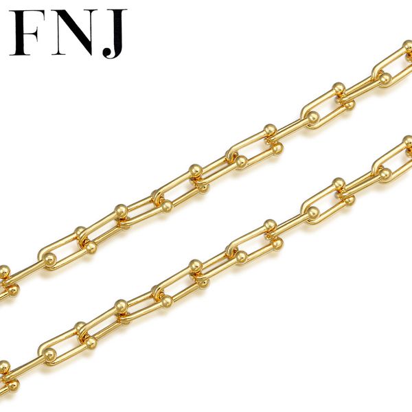 

fnj 7.5mm u link chain necklaces 925 silver long 45cm to 55mm fine original s925 silver men necklace for jewelry making
