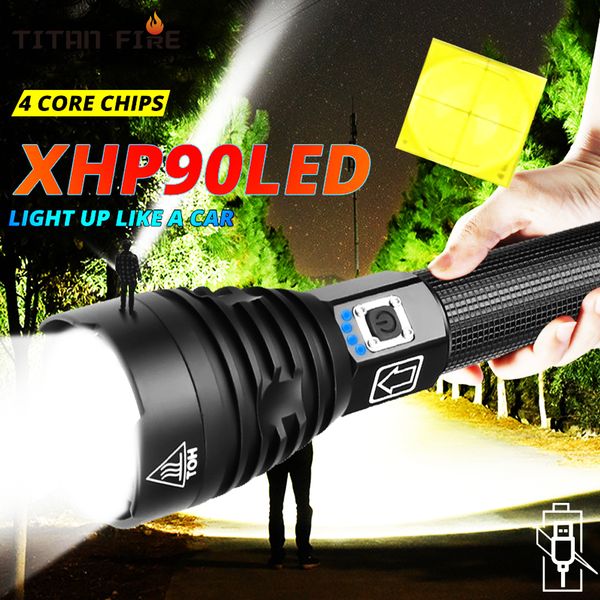 

super powerful xhp90 led flashlight led torch usb lamp zoom tactical torch 18650 26650 rechargeable battey