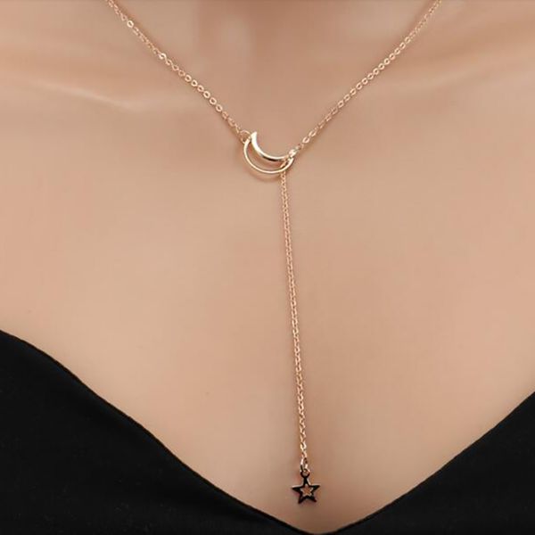

jewelry & accessories new simple style gold silver color hollow moon stars necklace for women charm pendant choker fashion jewelry