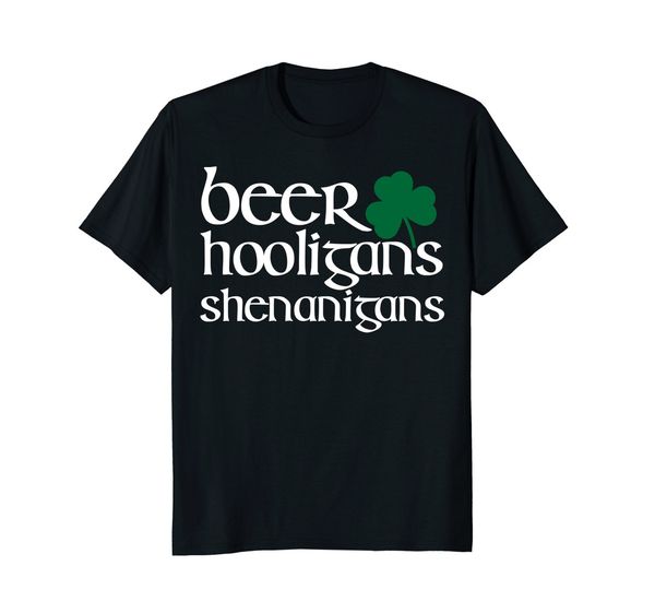 

2019 new summer casual tee shirt beer hooligans shenanigans irish pride shamrock t-shirt