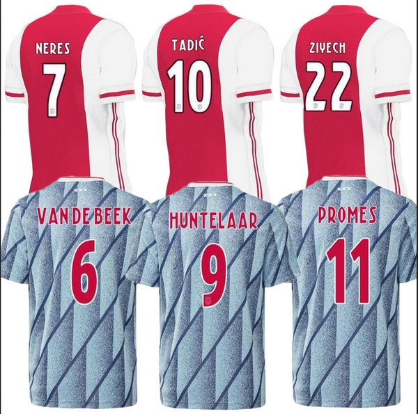 

kids kit 20-21 ajax away shirt #11 promes 2020 child soccer jersey #6 van de beek #22 ziyech customized ajax football shirt with shorts, Black