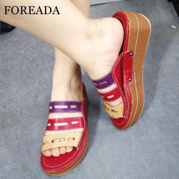 

foreada slippers platform high heels woman shoes casual open toe slides wedges heel female sandals summer green red big size 43, Black