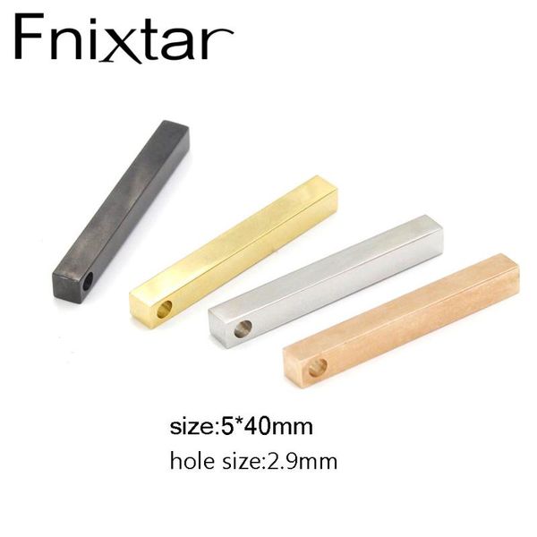 

charms fnixtar 5 color stainless steel stamping bar blank long square pendant diy jewelry making 5*40mm 20piece/lot, Bronze;silver
