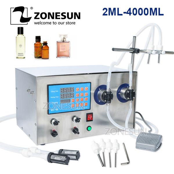 

zonesun double head magnetic pump beverage perfume juice essential oil liquid bottle filling machine bottle water making machine