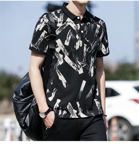 

polo mens 2020 luxury designer polos summer short sleeve tshirts fashion print slim teenager shirts men, White;black