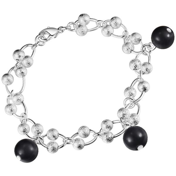 

trendy fashion silver plated jewelry beads bracelet for women yah301, Black