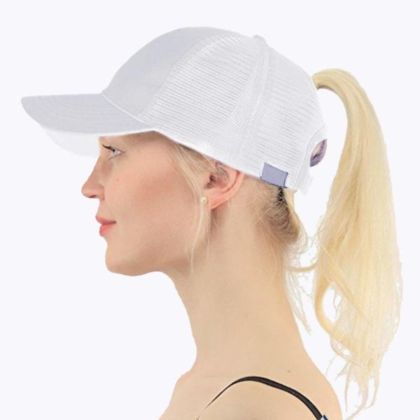 

2020 baseball cap women adjust sport casual messy bun snapback mesh hat casual adjustable sport caps, Blue;gray