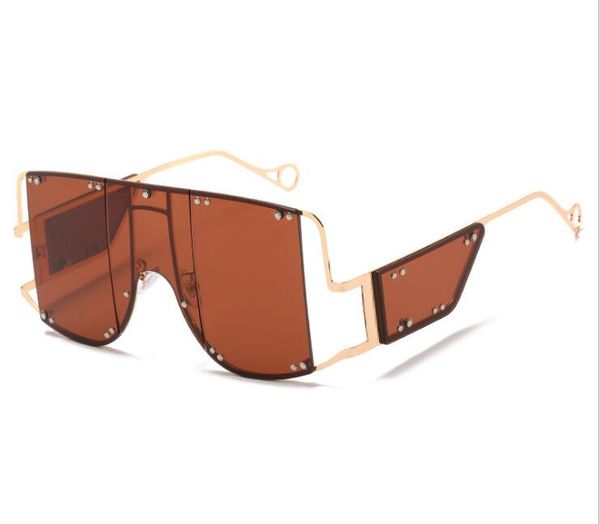

new conjoined piece punk sunglasses personality rivet sunglasses female harena sun glasses, White;black