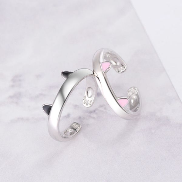 

kawaii cute cat ears ring adjustable size finger ring for women girls birthday gifts parure bijoux, Golden;silver