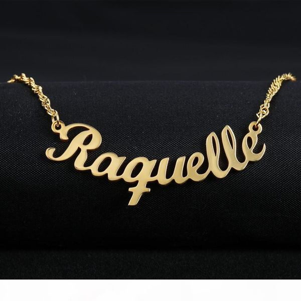 

customized font name charm necklace personalized custom handwriting name plate pendants necklaces link chain jewelry women gift, Silver