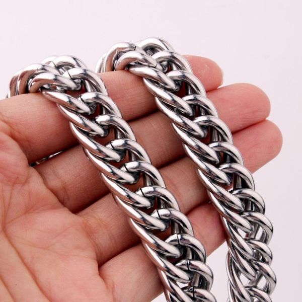 

granny chic 14mm wide mens necklace or bracelet 7-40 inch stainless steel silver color men chain necklace fashion jewelry