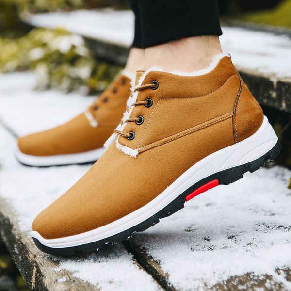 

2020 winter men's shoes hiking shoes high to help plus velvet warm non-slip men's low price