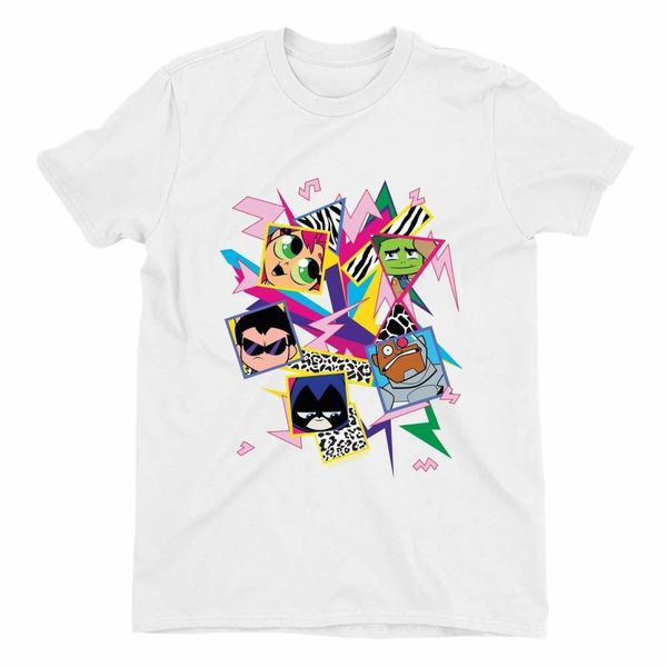 

teen titans значков мужской белый майка, White;black