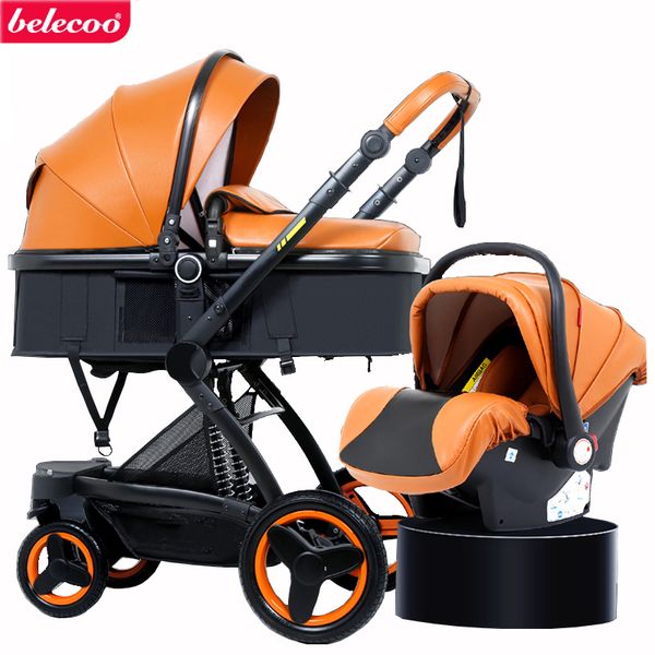 

belecoo baby stroller 2 in 1/ 3 in 1 high landscape stollers eco leather absorber four wheel trolley ing