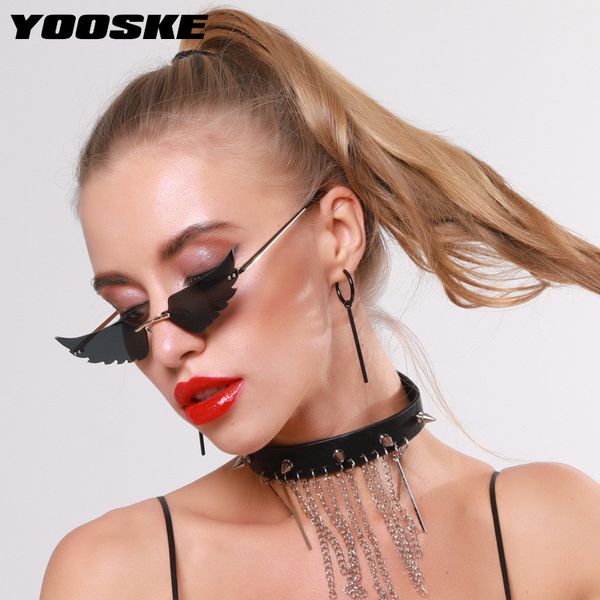 

sunglasses yoosek vintage rimless women unique trend cat eye sun glasses men retro black mirror eyeglasses for ladies uv400, White;black