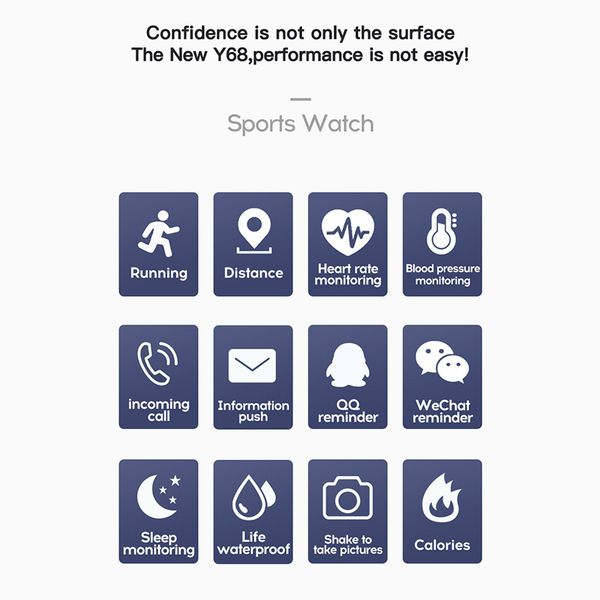 

heart pressure waterproof smart smartwatch bracelet sport rate tracker smart bluetooth blood d20 y68 fitness monitor watches qttdu, Slivery;brown