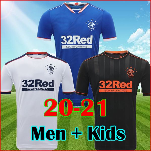 

2021 thailand quality glasgow rangers fc home away third kit soccer jerseys 20 21 rangers third black kit men + kids kit set uniforms, Black;yellow