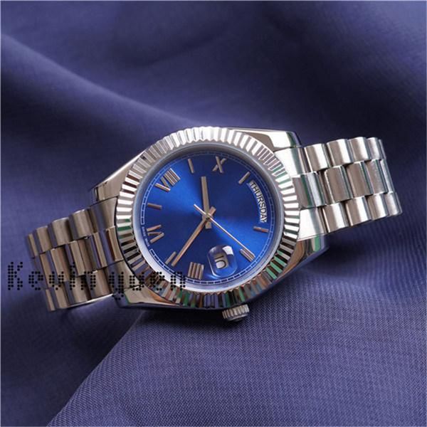 

luxury watches classic 2813 automatic movement 40mm ice blue dial sapphire mens watch 228206 date 316l stainless steel strap wristwatch, Slivery;brown