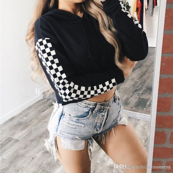 

new women hoodies pullover lip print long sleeve short midriff-baring fleece casual hooded outerwear