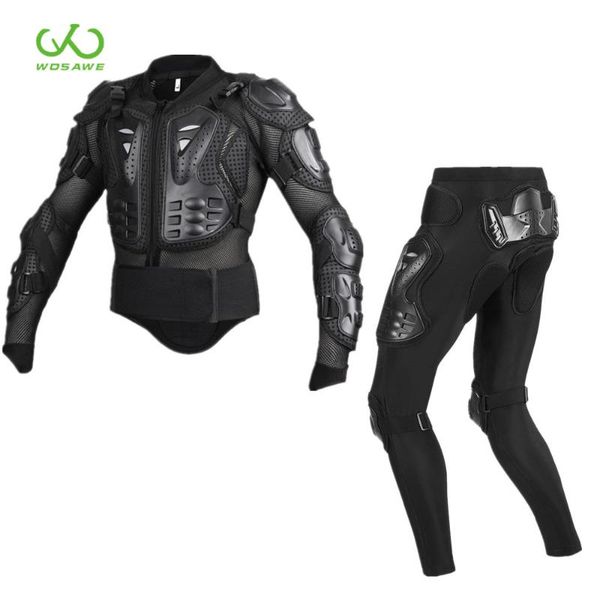 

wosawe motocross armor jacket pants set elbow kneepad hip buprotection kit snowboard racing motorcycle protective gear suit