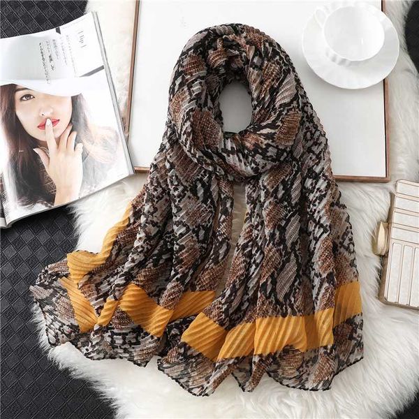 

fashion 2020 new style women scarf crinkle hijabs long size snakeskin pattern cotton shawls for lady foulard neck headband, Blue;gray