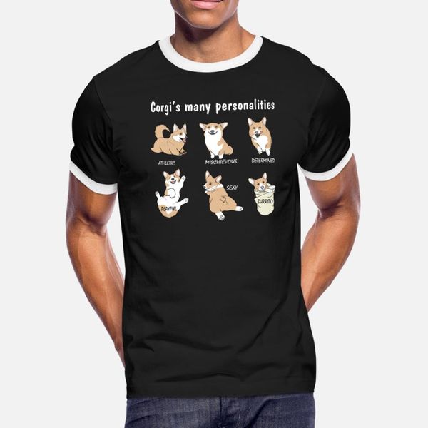 

corgi s many personalities corgi illustration t shirt men printed tee shirt s-xxxl pattern graphic building summer style vintage shirt