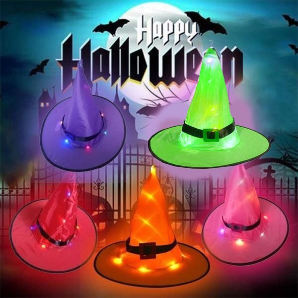 

halloween led hat light up witch cap cosplay props party costume decor children birthday party decorations theme