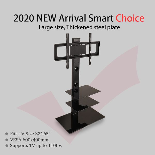 

tv 32-65 inch stand three-layer tempered glass storage rack tv cabinet frame angle adjustable home tv stand