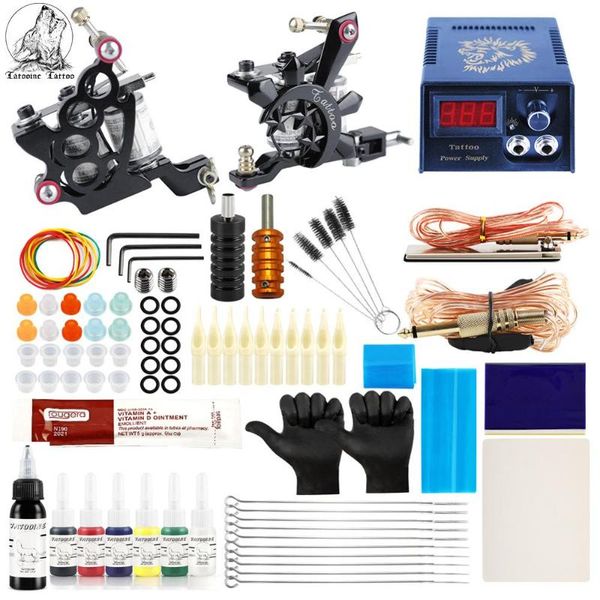

tattoo guns kits professional machine kit for lining and shading sets led power supplies black ink needles